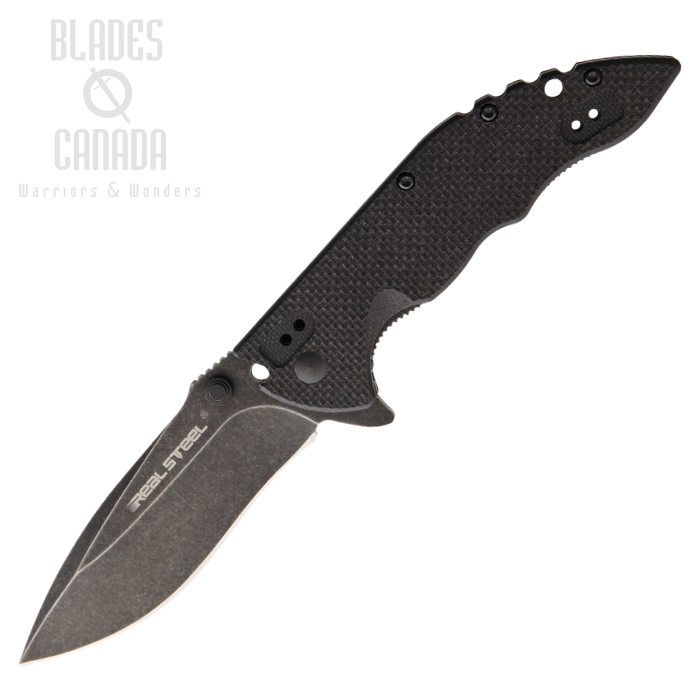 Real Steel E77 Flipper Folding Knife, G10 Black, 5111